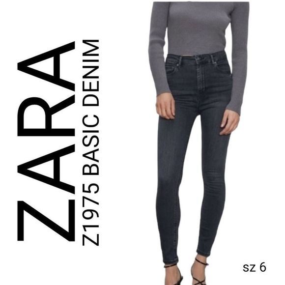 Zara Jeans Zara Basic Denim Faded Black High Rise Super Skinny Crop